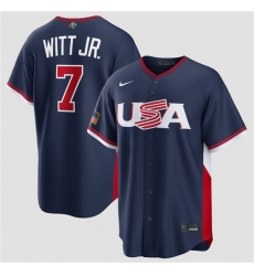 Men USA Baseball 7 Bobby Witt Jr Navy 2026 World Baseball Classic Road Stadium Stitched Jersey Men USA Baseball 7 Bobby Witt Jr Navy 2026 World Baseball Classic Road Stadium Stitched Jersey