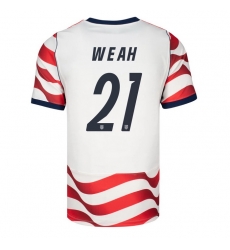 USA 2026 FIFA World Cup Soccer White Jersey Set ( Have Shorts ) Timothy Weah #21