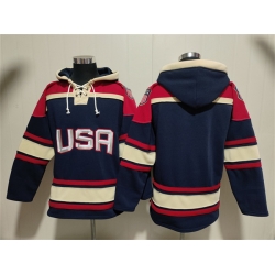 Men Team USA Navy Ageless Must Have Lace Up Pullover Hoodie