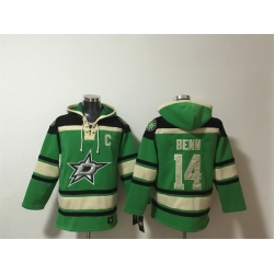 Men Dallas Stars  14 Jamie Benn Green Lace Up Pullover Hoodie