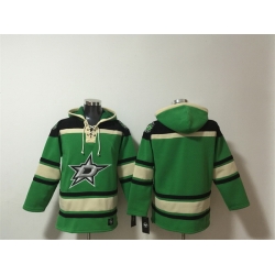 Men Dallas Stars Blank Black Green Lace Up Pullover Hoodie