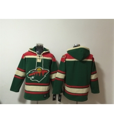 Men Minnesota Wild Blank Green Lace Up Pullover Hoodie Men Minnesota Wild Blank Green Lace Up Pullover Hoodie