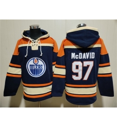Men Edmonton Oilers 97 Connor McDavid Navy Lace Up Pullover Hoodie Men Edmonton Oilers 97 Connor McDavid Navy Lace Up Pullover Hoodie