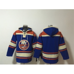 Men New York Islanders Blank Royal Ageless Must Have Lace Up Pullover Hoodie