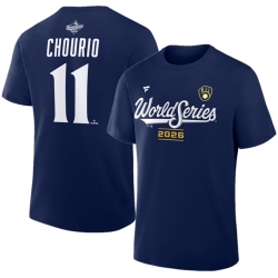Men Milwaukee Brewers  11 Jackson Chourio Navy 2026 World Series Name   Number T Shirt